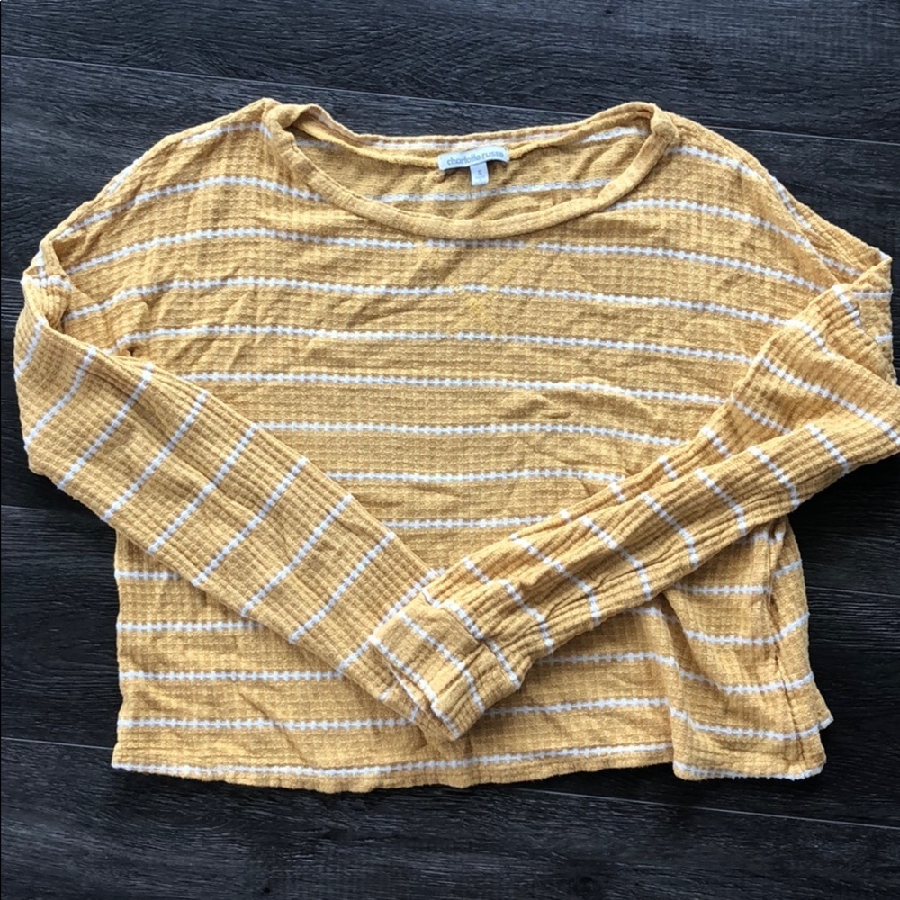 Yellow & White Striped Waffle Shirt